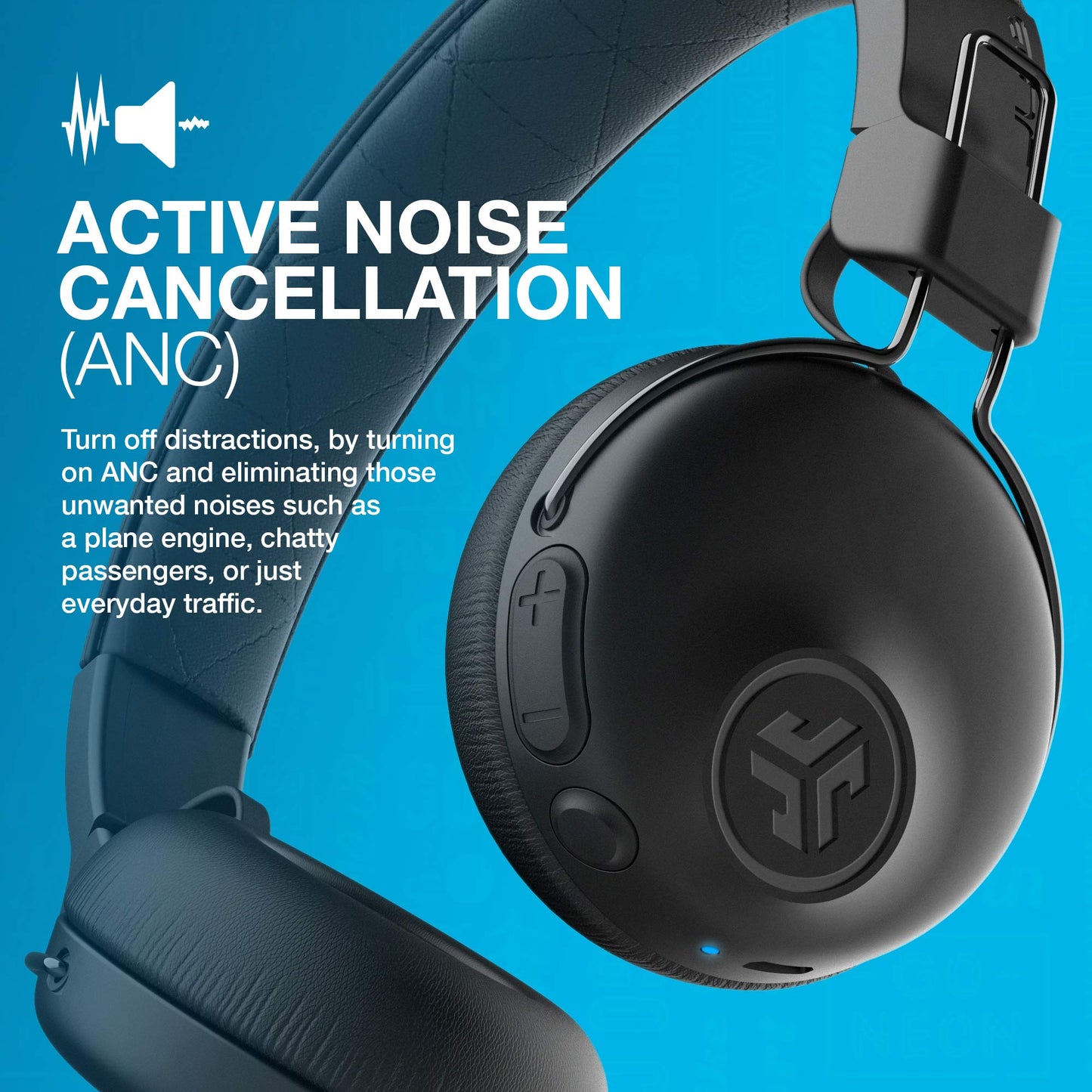 JLab Studio ANC On-Ear Wireless Headphones, Black, 34+ Hour Bluetooth 5 Playtime, 28+ Hour with Active Noise Cancellation, EQ3 Custom Sound…