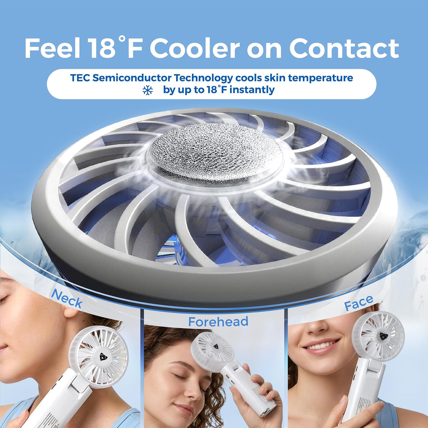 Airdog F200 Handheld Fan with Cooling Ice Function, Portable Fan 100 Speeds