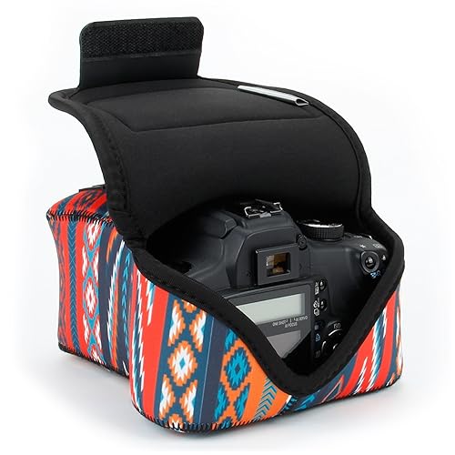 USA Gear Camera Sleeve (Medium) for Compact SLRs Compatible with Canon EOS R100 Nikon Z30 Sony ZV-E10, and more - Padded Neoprene DSLR Case