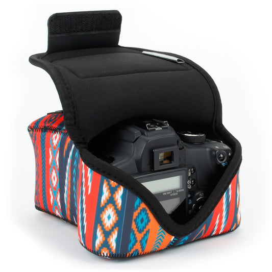 USA Gear Camera Sleeve (Medium) for Compact SLRs Compatible with Canon EOS R100 Nikon Z30 Sony ZV-E10, and more - Padded Neoprene DSLR Case