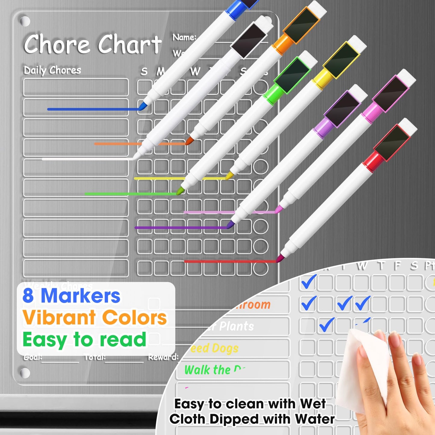 Acrylic Dry Erase Board Whiteboard for Fridge Meal Planner Menu Board for Kitchen to do List Shopping List Grocery List Family Dinner Refrigerator