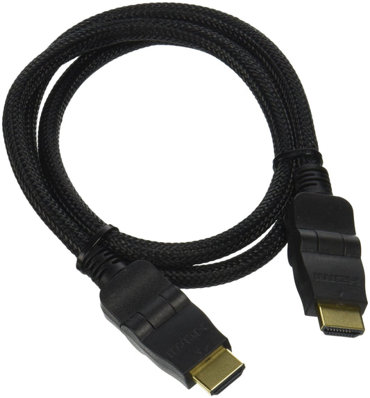 Pyle PHDMRT3 Horizontal Swivel HDMI Cable with Heavy Duty Fiber Shielding (3 feet, Black)