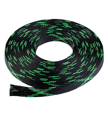 Cable Organizer Cable Management Sleeve 3/4" Black Green Cord Protector Wire Loom Braided Cable Sleeve Expandable Cable Wrap Cable Concealer Cat Cord