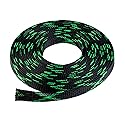 Cable Organizer Cable Management Sleeve 3/4" Black Green Cord Protector Wire Loom Braided Cable Sleeve Expandable Cable Wrap Cable Concealer Cat Cord