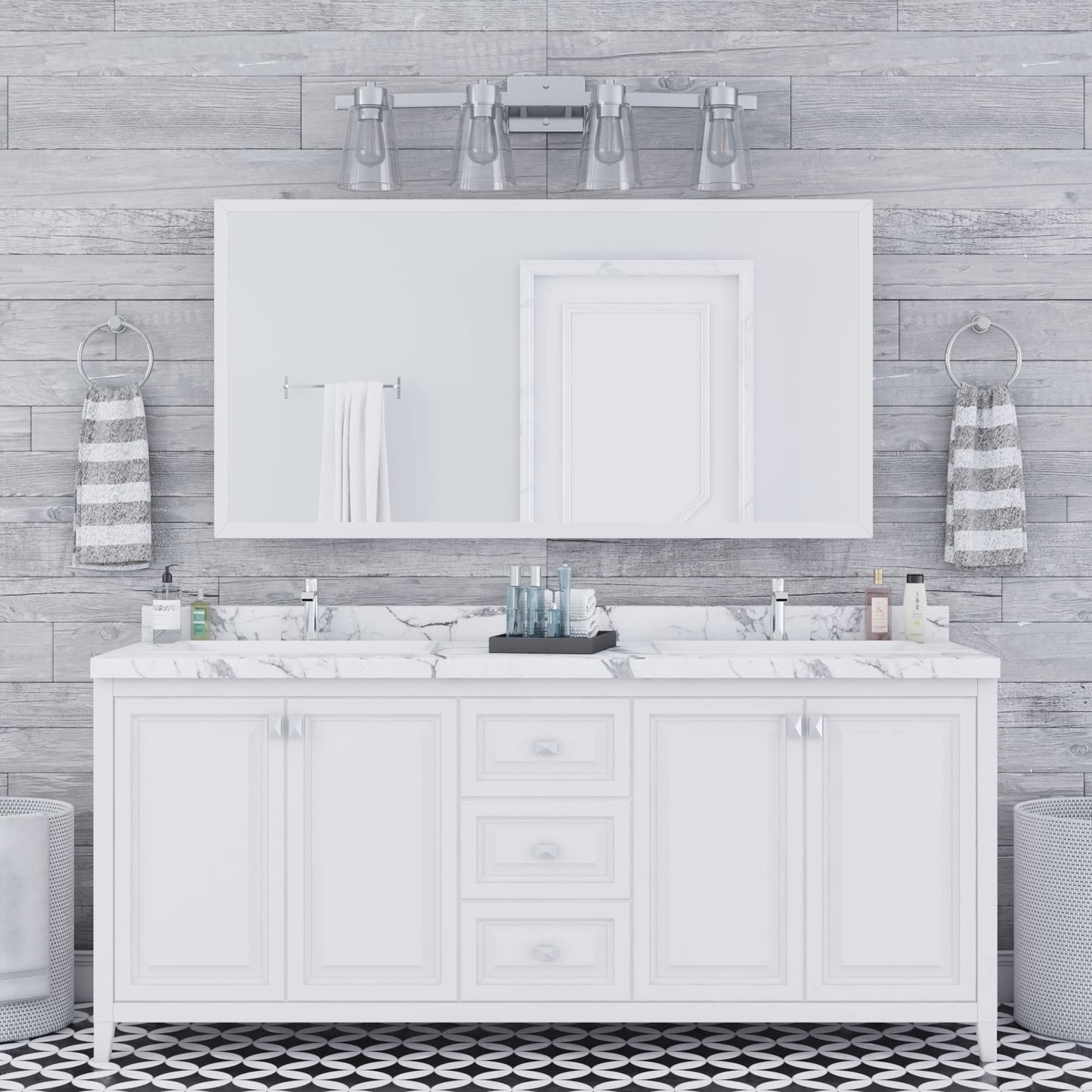 Prominence Home Fairendale 4 Light Brushed Nickel Bathroom Vanity Light with Clear Glass - 51528-01