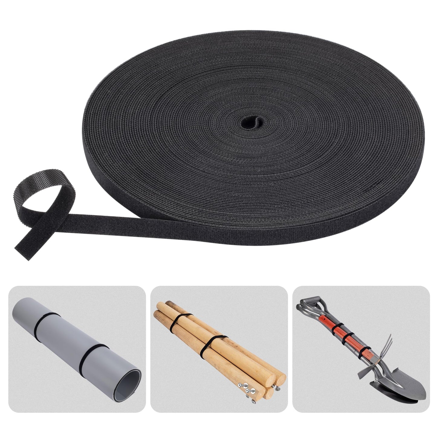 TUGEUNYU Nylon Hook and Loop Cable Ties, Black Self-Adhesive Reusable Cable Rolls-Customizable Length for Electricians,Home Cable Tie