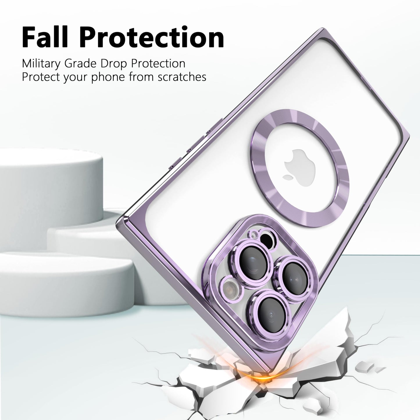 IAIYOXI Rectangle Magnetic Clear Case for iPhone 16, [Compatible with MagSafe],Soft Plating Phone Case with Full Camera Lens Protection,Anti-Scratch