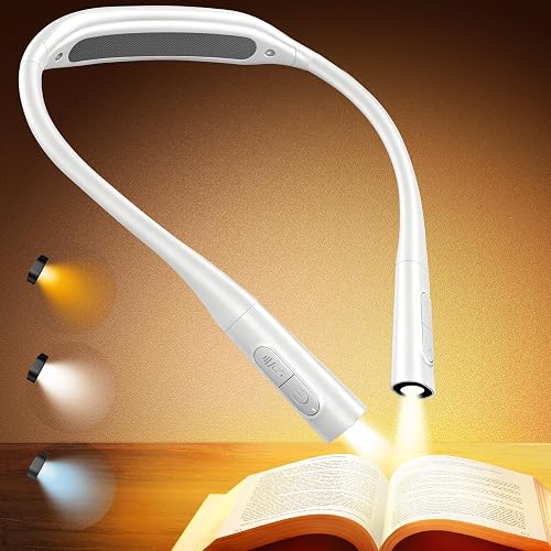 Glocusent Lightweight Neck Light for Reading in Bed, 1200mAh Rechargeable Book Light, Hands-Free Reading Light, 5 Colors, 5 Brightness Adjustable