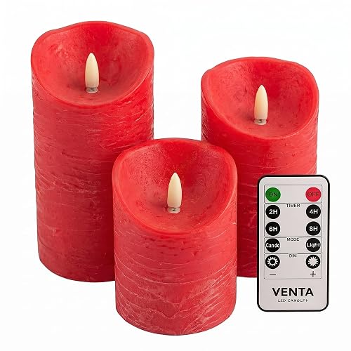VENTA Flickering Flameless Candles with Remote Control - Led Candles Battery Operated - Battery Operated Candle for Decoration Table, Timer & Dimmer