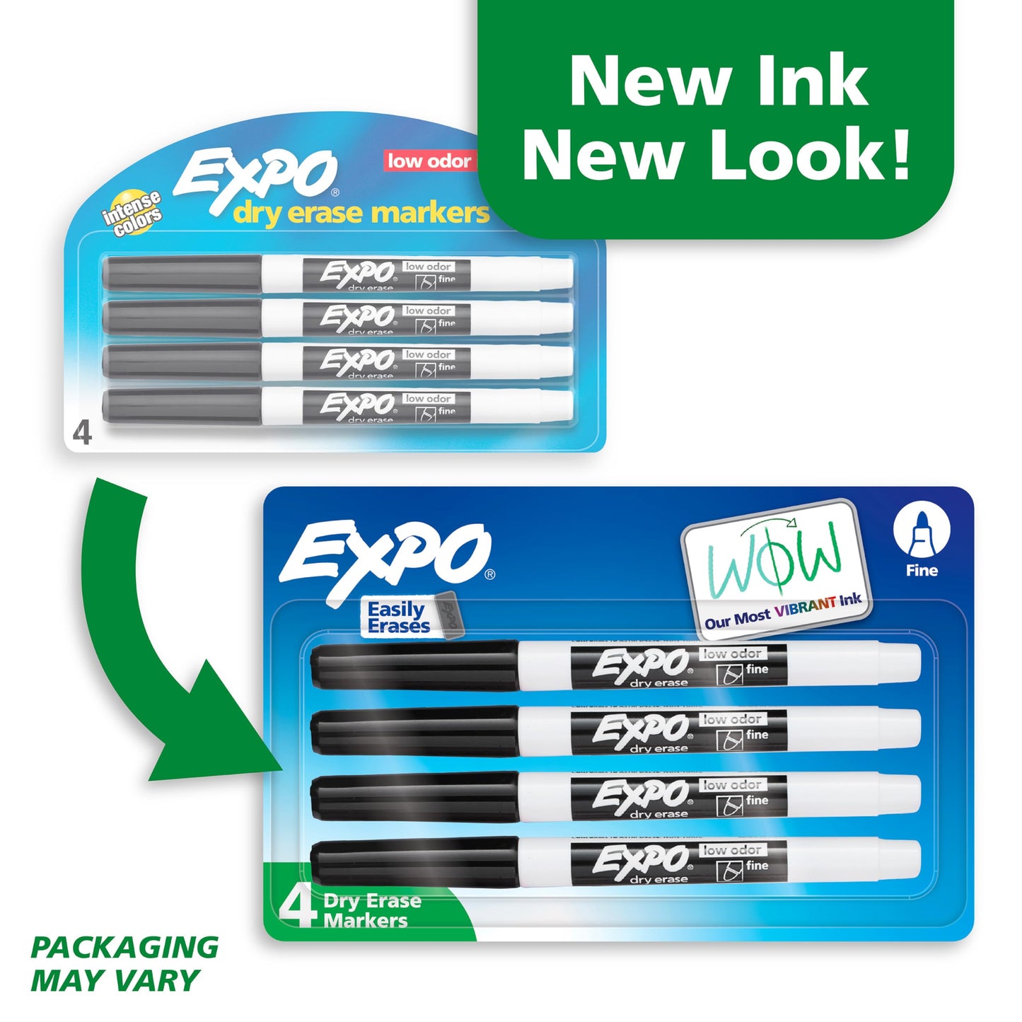 EXPO Low Odor Dry Erase Markers, Fine Tip, Black, 4 Count - Home Organization, Study Supplies