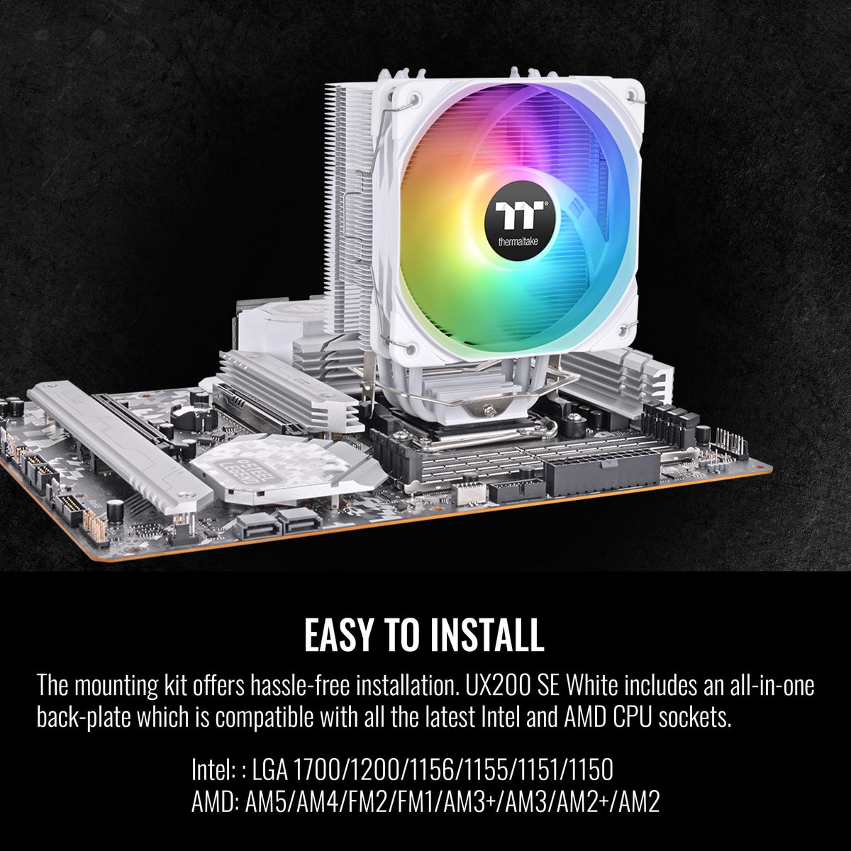 Thermaltake UX200 SE White 5V Motherboard ARGB Sync 16.8 Million Colors 15 Addressable LED Intel/AM5/AMD (LGA 1851/1700) Universal Socket Hydraulic