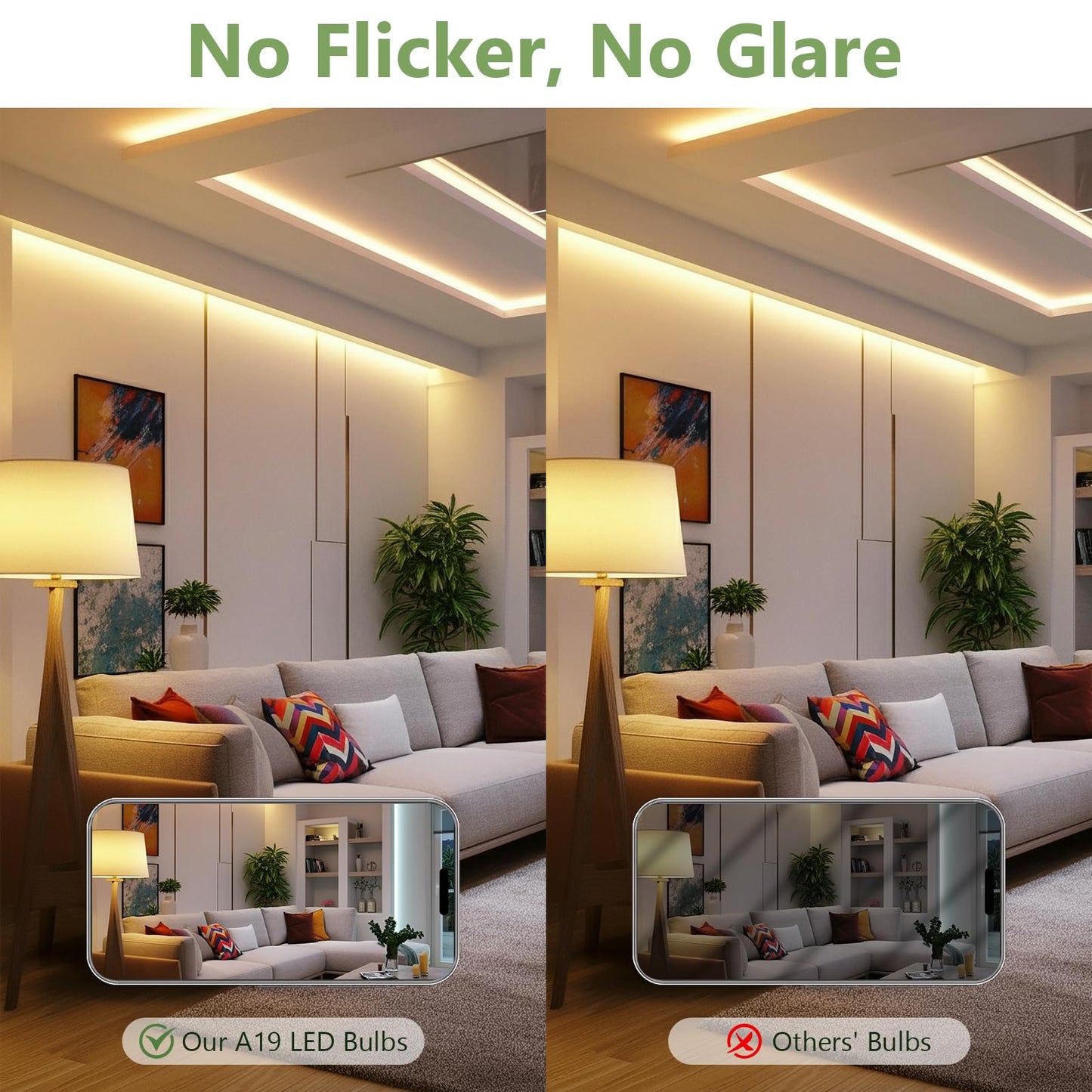 Sigalux A19 LED Light Bulbs Dimmable, 60W Equivalent, 2700K Soft White, 750 Lumen, 8W LED Bulb, Long-Lasting 15,000 Hours, CRI 80+ E26 Base Bulbs