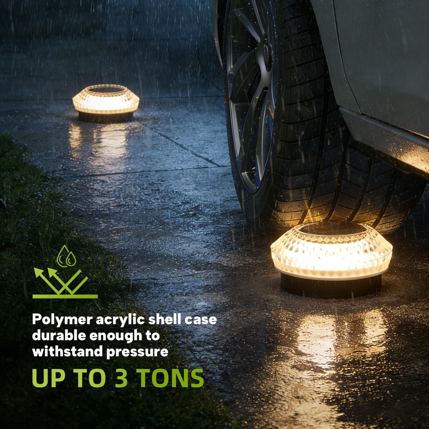 Solar Deck Lights Outdoor - IP67 Waterproof Solar Driveway Dock Lights, 12PK Solar Pthway Lights, Outdoor Warning Step Lights for Driveway Sidewalk