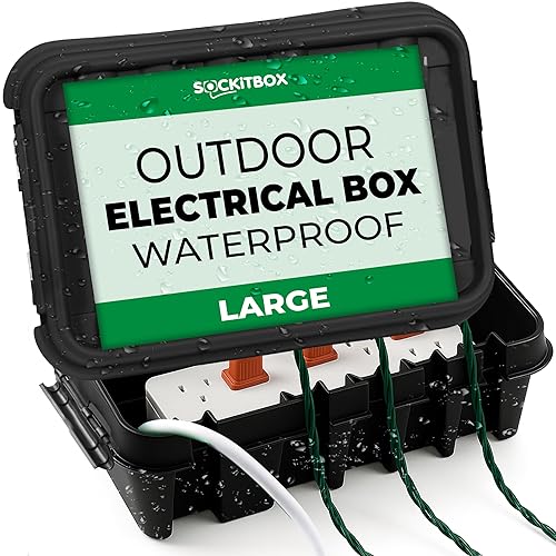 SockitBox - The Original Weatherproof Connection Box - Indoor & Outdoor Electrical Power Cord Enclosure for Timers, Extension Cables, Reels
