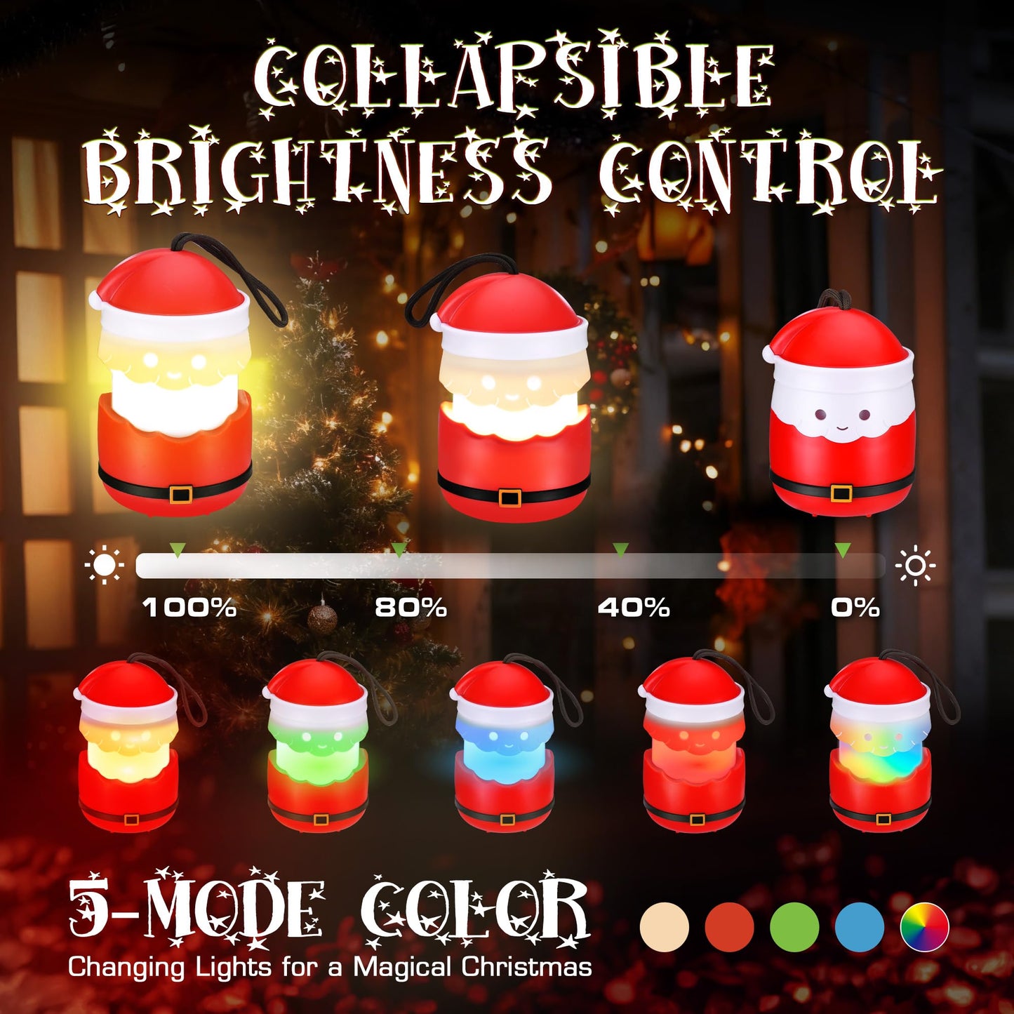 Christmas Gift EverBrite Santa Claus Lantern 3 Pack, 5 Light Modes Holiday Decoration Presents for Women and Men, AAA Batteries Contained Stocking