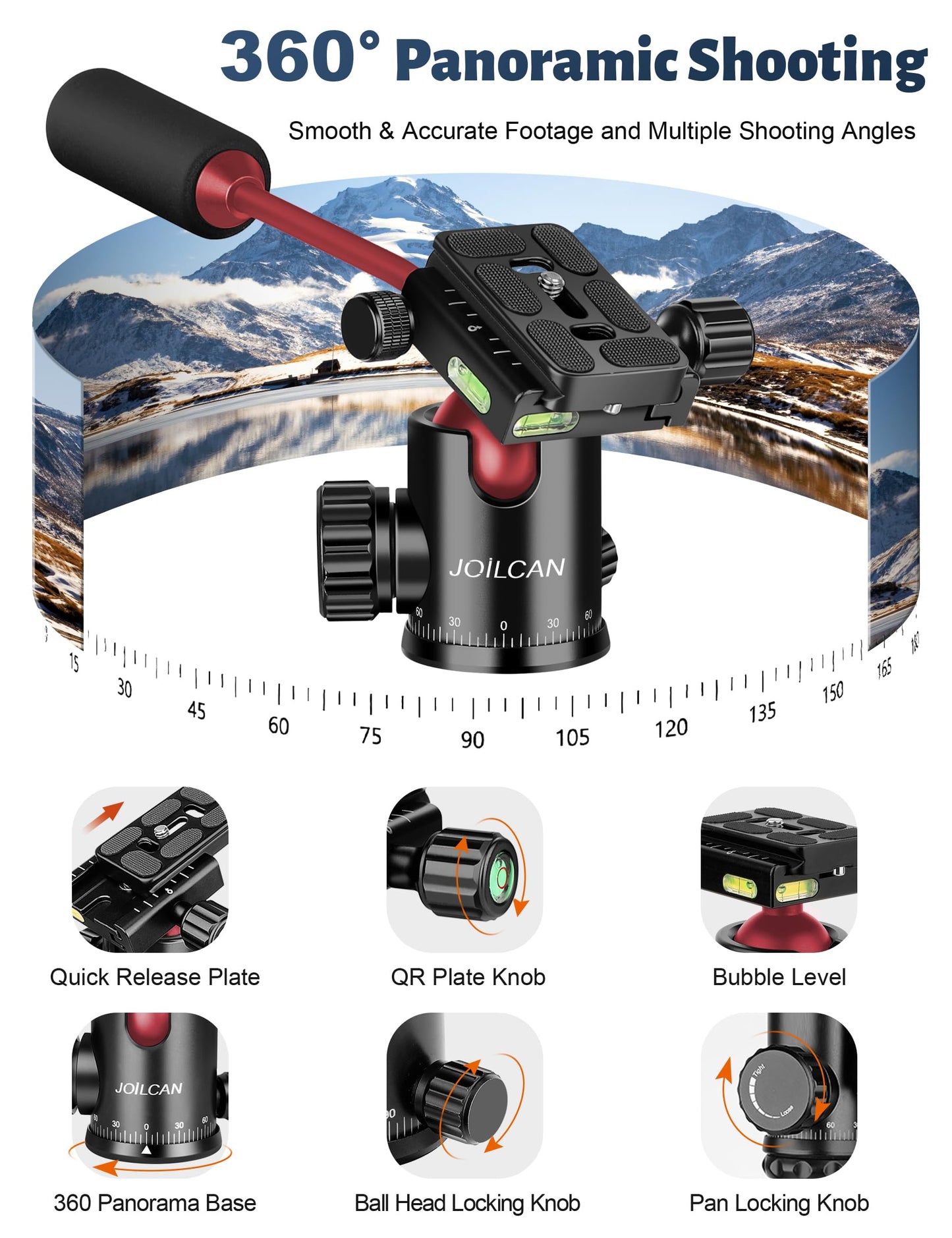 JOILCAN Camera Tripod, 83" Heavy Duty Aluminum Tripod for DSLR/Camera/Smartphone - with Handle, Converts to Monopod, Holds 35lbs
