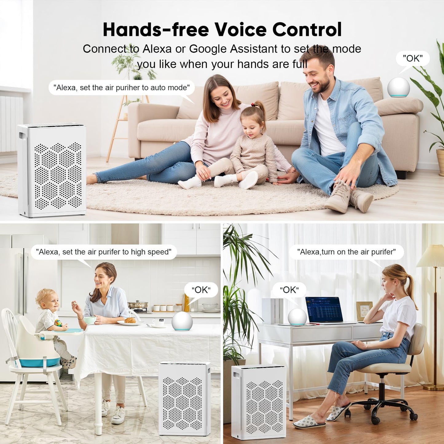 DAYETTE Air Purifiers for Home Large Room Up to 1800 Ft² with Fragrance, Smart WiFi Alexa Control,Auto Mode, HEPA 14 Air Purifier with Washable