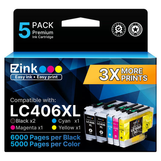 E-Z Ink LC 406 LC406XL Ink Cartridges for Brother Printer MFC-J5855DW