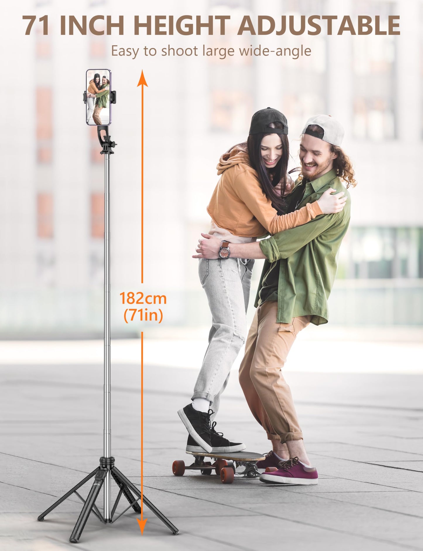 71" Selfie Stick Tripod, All in One Quadripod with Remote & Phone Holder, Extendable Cell Phone Tripod, Travel Tripod Stand Compatible with for Cell