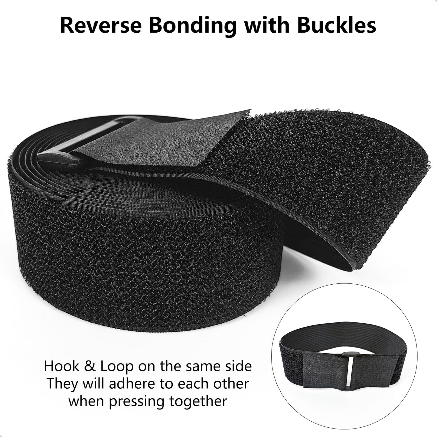 Heavy Duty Hook and Loop Straps - 16' Long, 25 Buckles, Cut to Length, Reusable Cord Straps for Storage and Organization