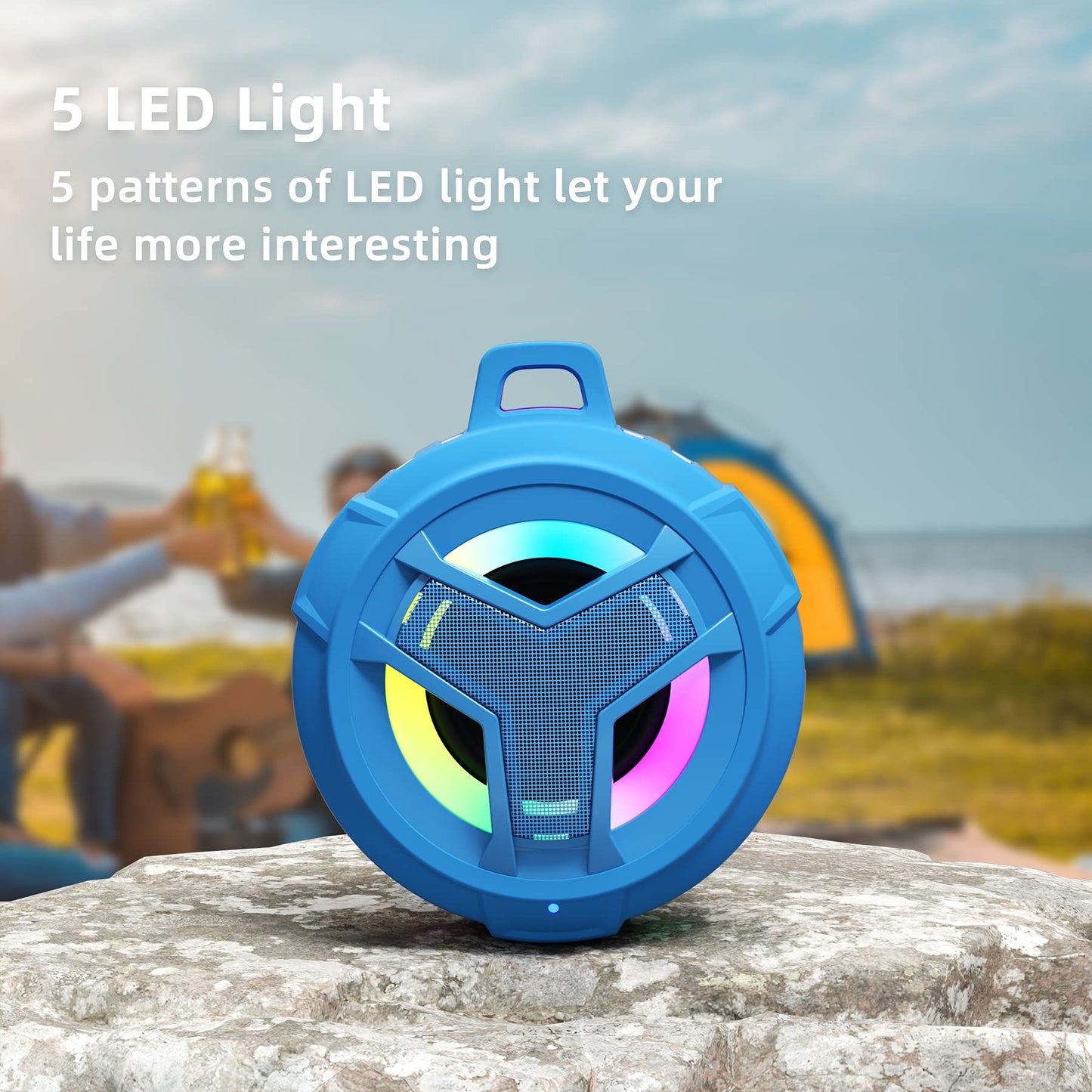 EBODA Shower Bluetooth Waterproof Speaker, IPX7 Floating Portable Wireless Small Speakers with Light, 24H Playtime for Beach, Pool, Kayak Accessories