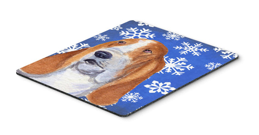 Caroline's Treasures SS4666MP Basset Hound Winter Snowflakes Holiday Mouse Pad, Hot Pad or Trivet for Home Office Gaming Working Computers Laptop