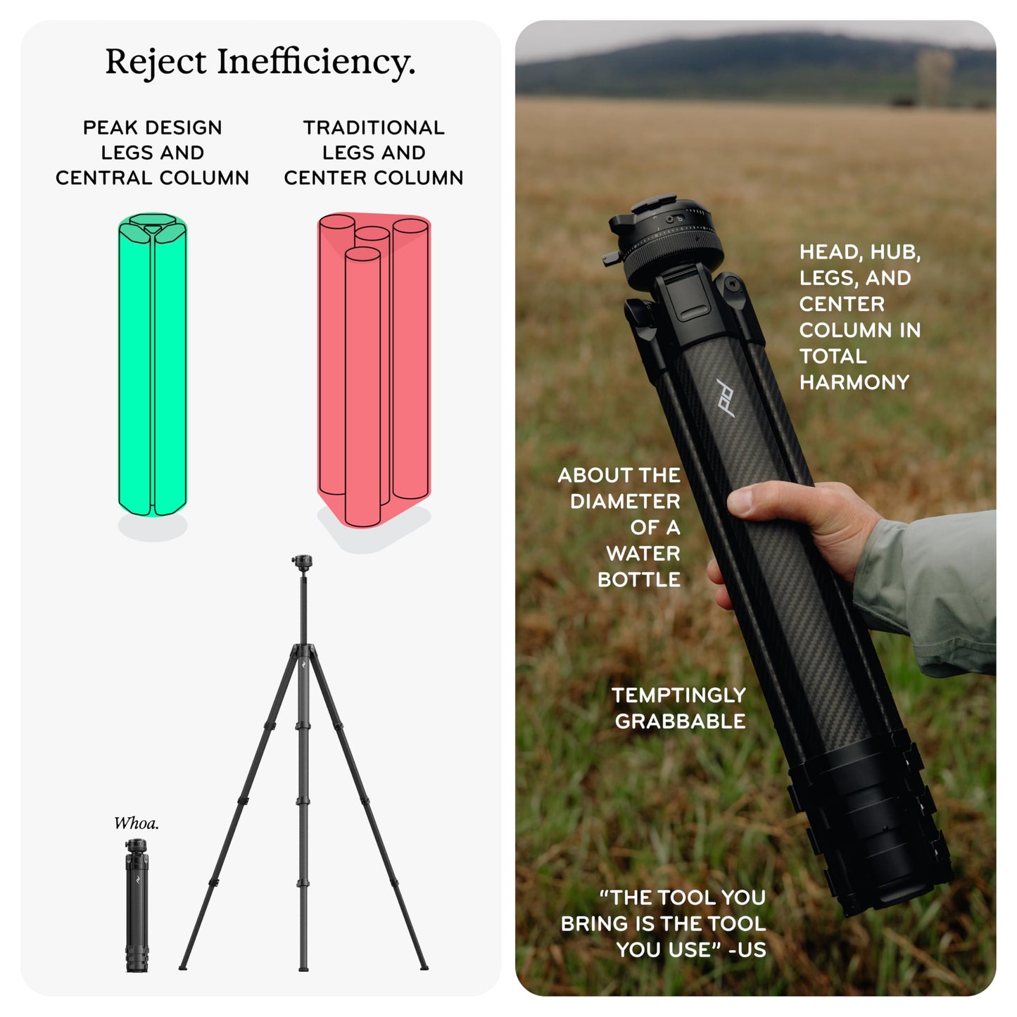 Peak Design Pro Tall Tripod, Compact Professional Photo and Video Camera Tripod, 40lb Capacity, Quick Setup, Pro-Level Stability, Ergonomic Ball Head