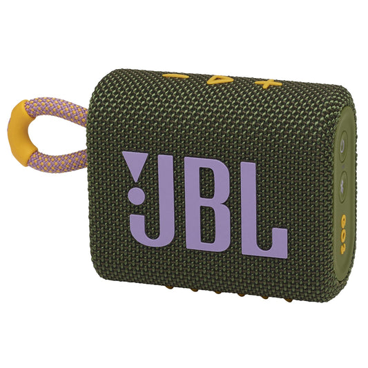 JBL Go 3: Portable Speaker with Bluetooth, Built-in Battery, Waterproof and Dustproof Feature - Green (Renewed)