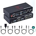 RubiPro HDMI KVM Switch 2 Monitors 2 Computers - Dual Display 8K@60Hz, 4K@120Hz, USB 3.0 Fast Data Transfer, Plug & Play for Windows/Mac/Linux with an