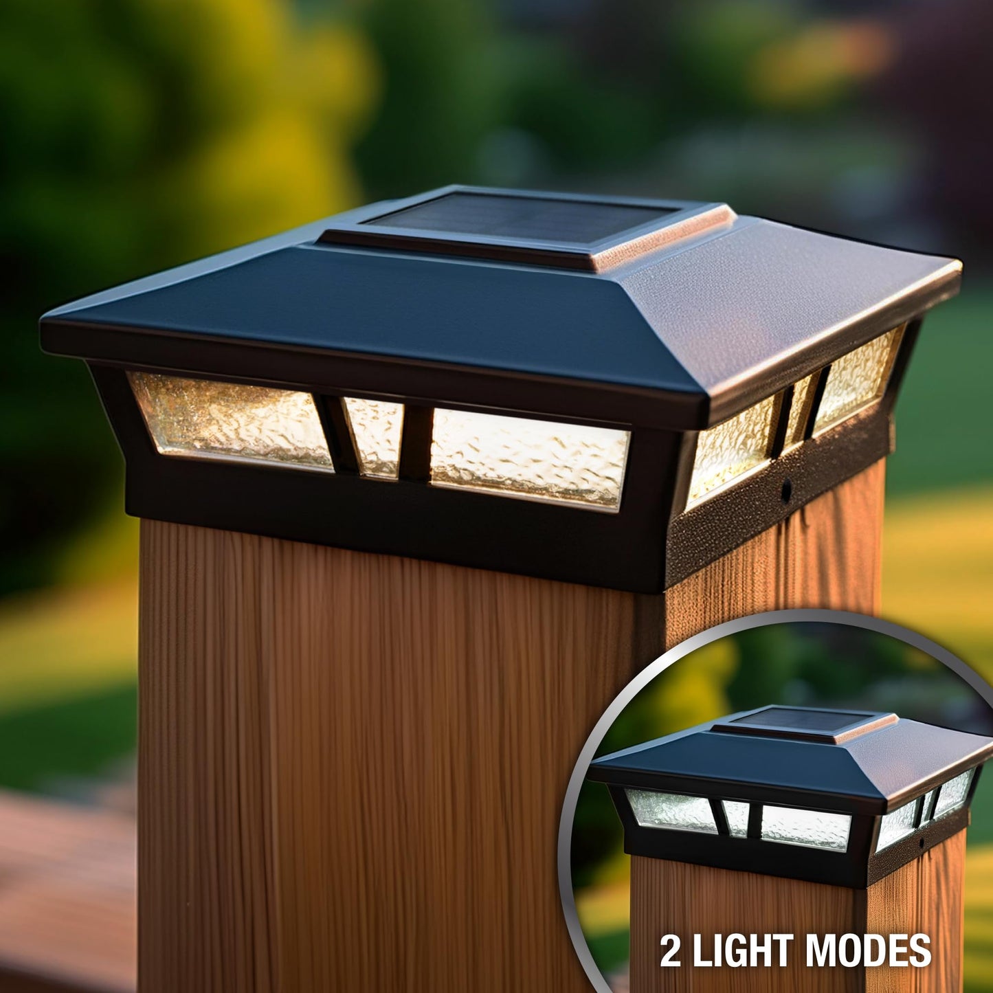 Classy Caps Oxford Solar Post Cap - Fits 6"x6", 5.5"x5.5", and 5"x5" Deck & Fence Posts - Warm/Cool Light Color Modes - Black Cast Aluminum and Real