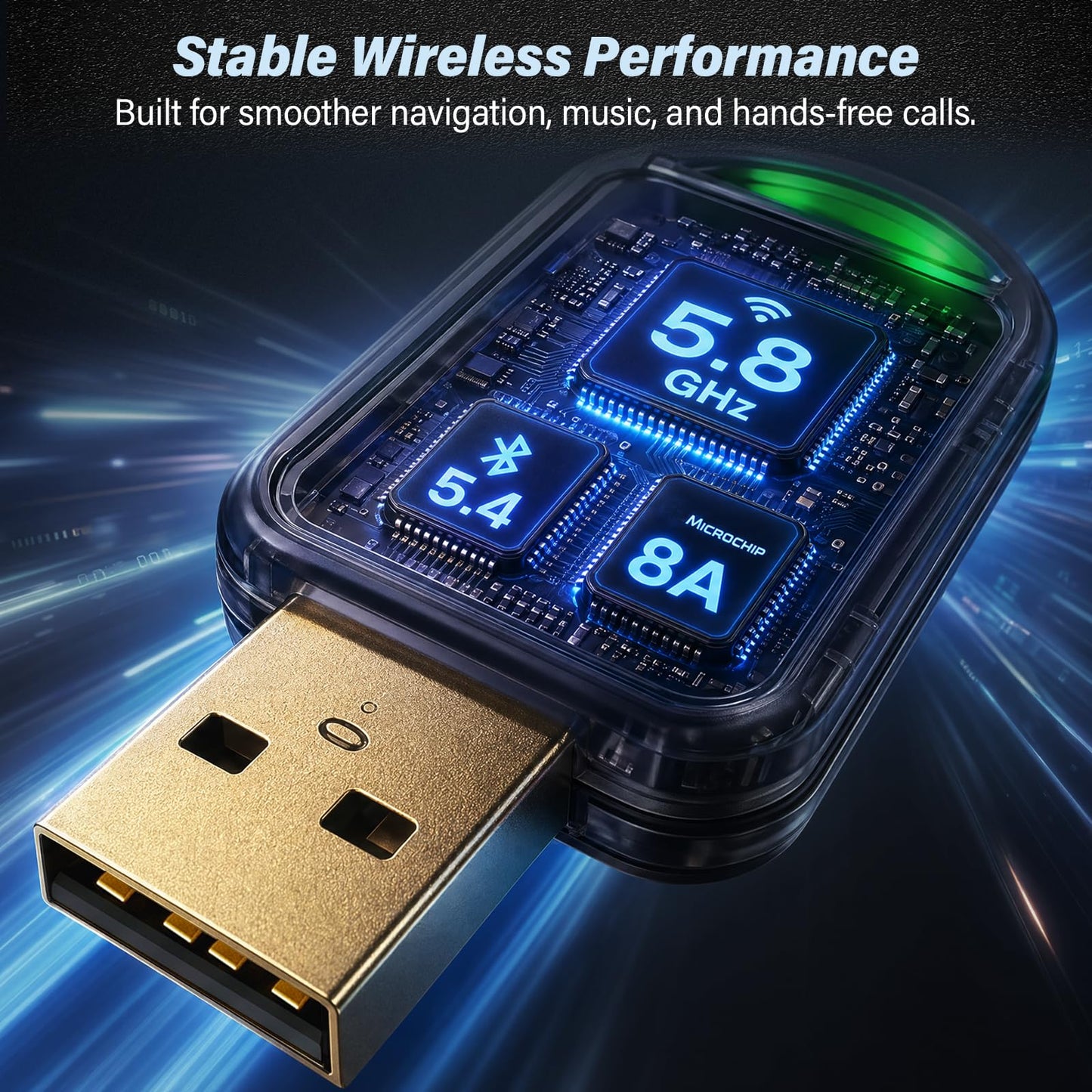 Wireless CarPlay Adapter for Apple iPhone - Convert Wired to Wireless Car Play, Mini & Gold-Plated Connector, A8 Chip, Quick Auto Connect, USB A/C