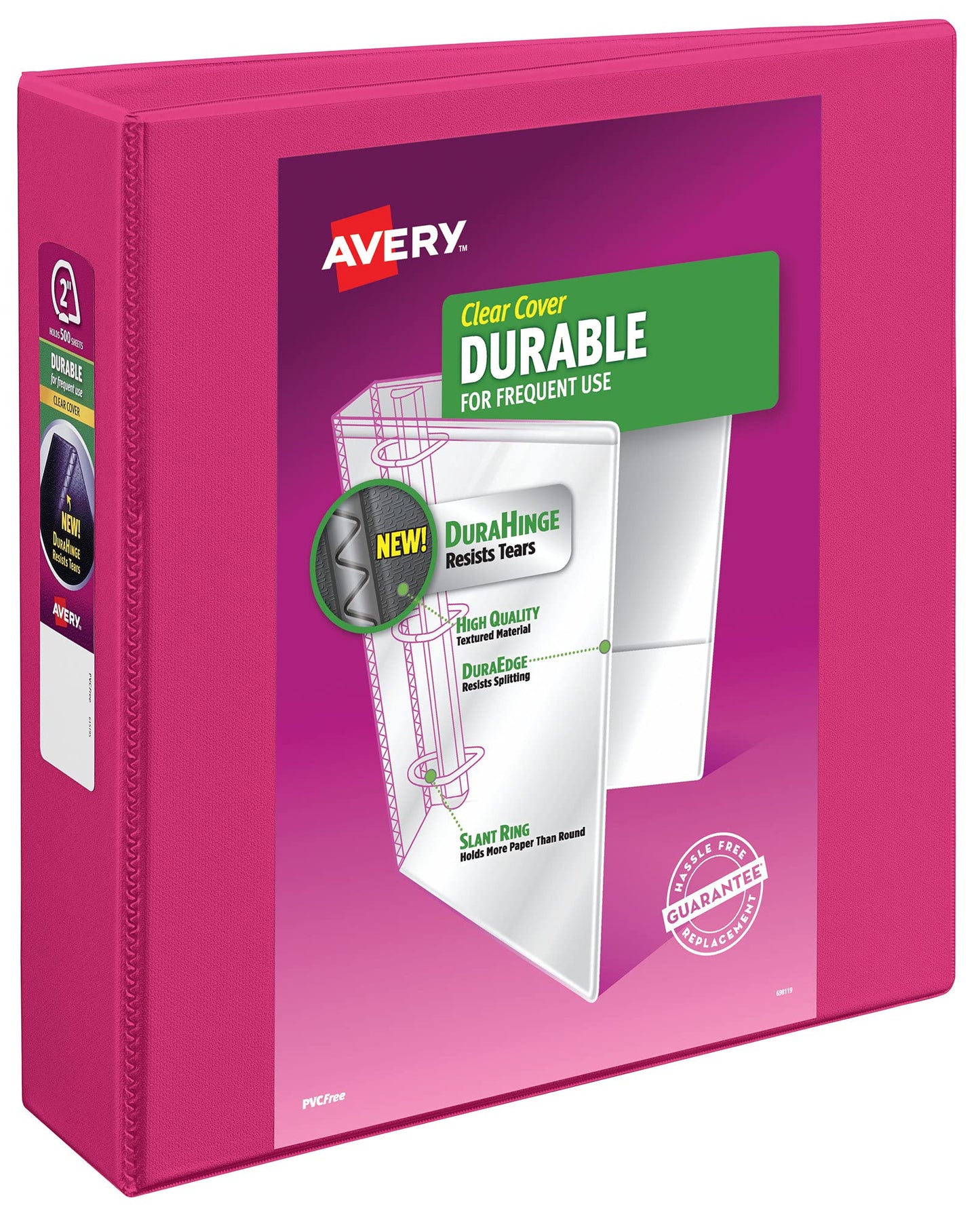 Avery Durable View 3 Ring Binder, 2 Inch Slant Rings, 2.8 Inch Wide Spine, Customizable Clear Cover, Ideal for School, Office, and Home Organization