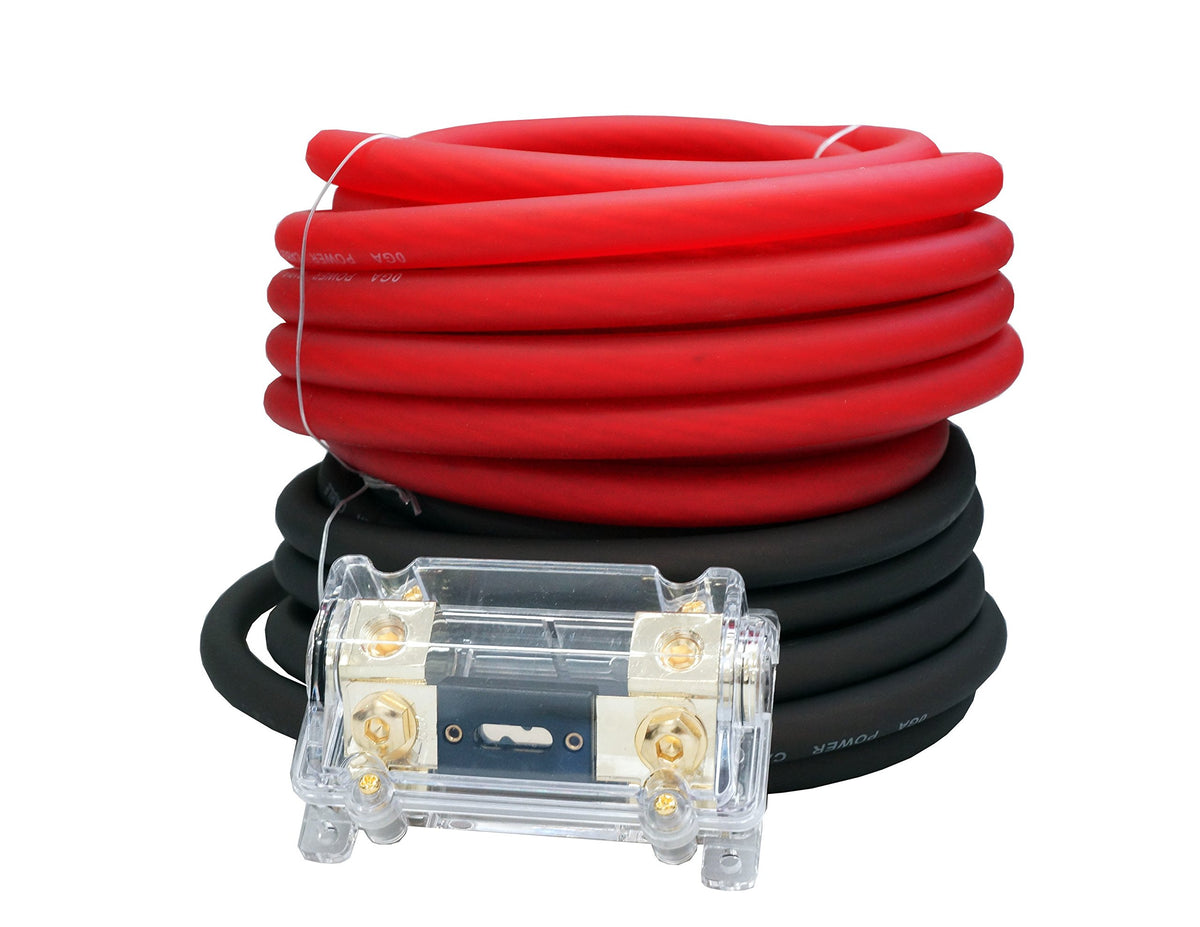 Absolute KIT025RB 0 Gauge 50' Red/Black Power/Ground Wire Amplifier Amp Kit
