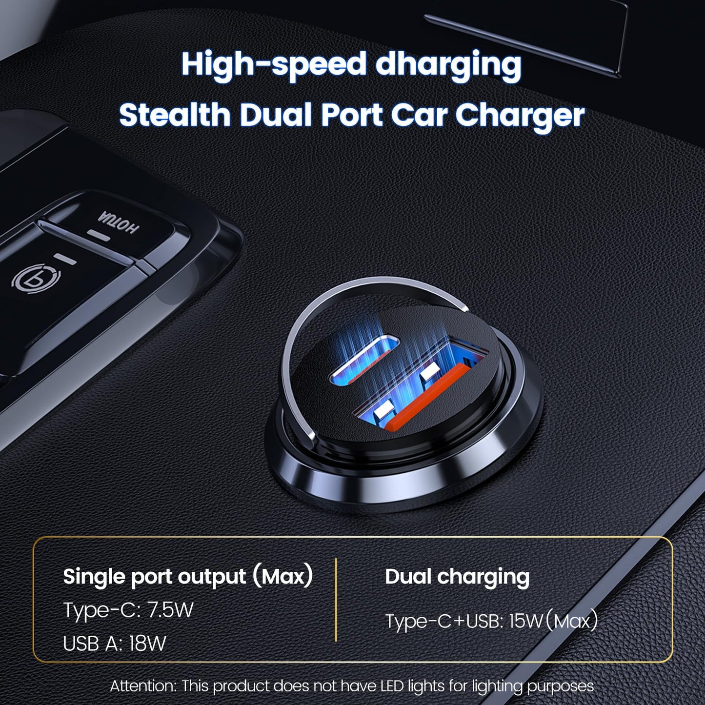 MOSWAG Car Charger, Invisible Cigarette Lighter USB Adapter [All Metal & Mini], 2 Port Car Adapter, QC3.0 Dual Port Cigarette Lighter for iPhone 17 16