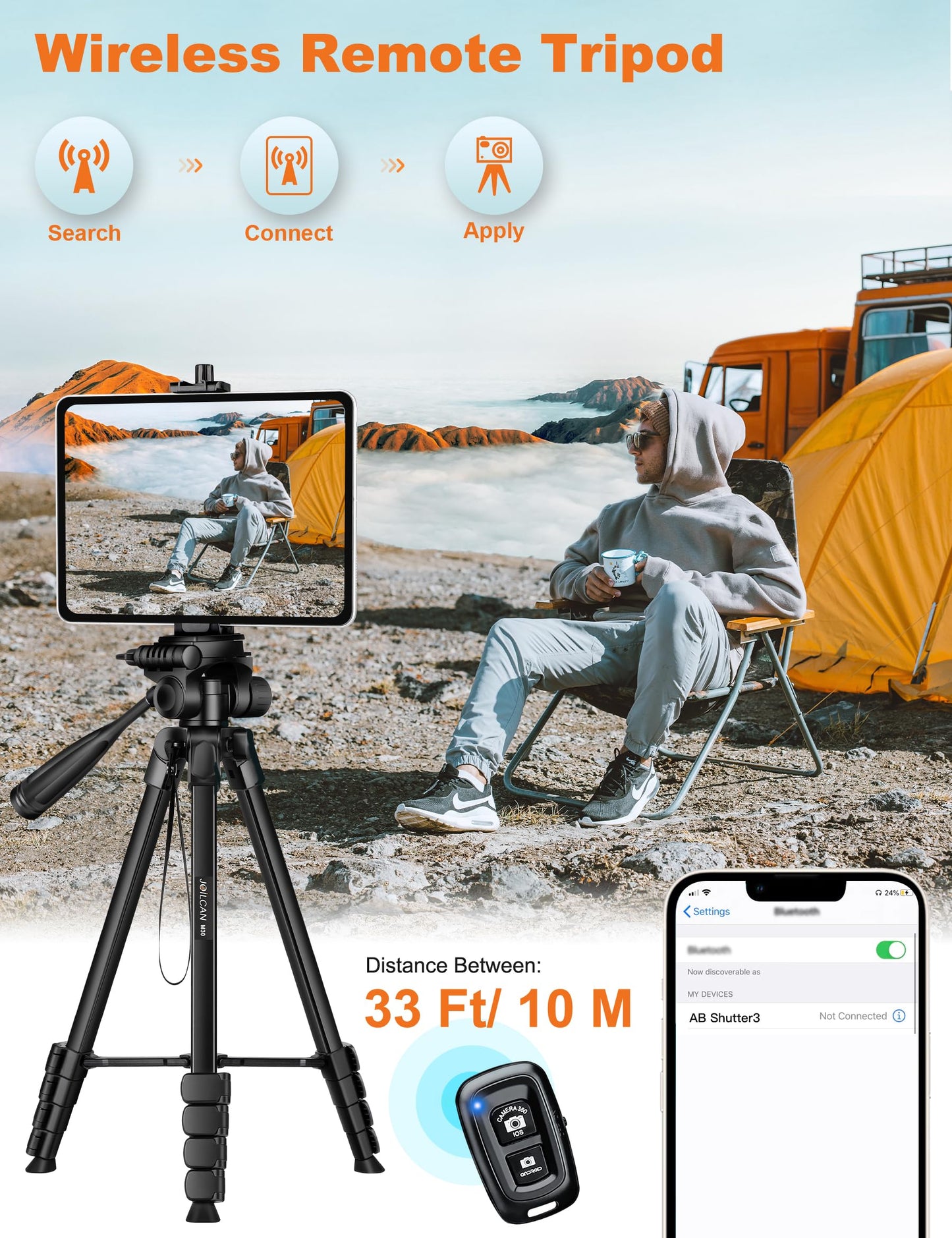 JOILCAN Phone Tripod Stand, 68" Tripod for iPad iPhone Tablet with Remote Universal Holder Carry Bag, Travel Aluminum Tripod for Video Recording