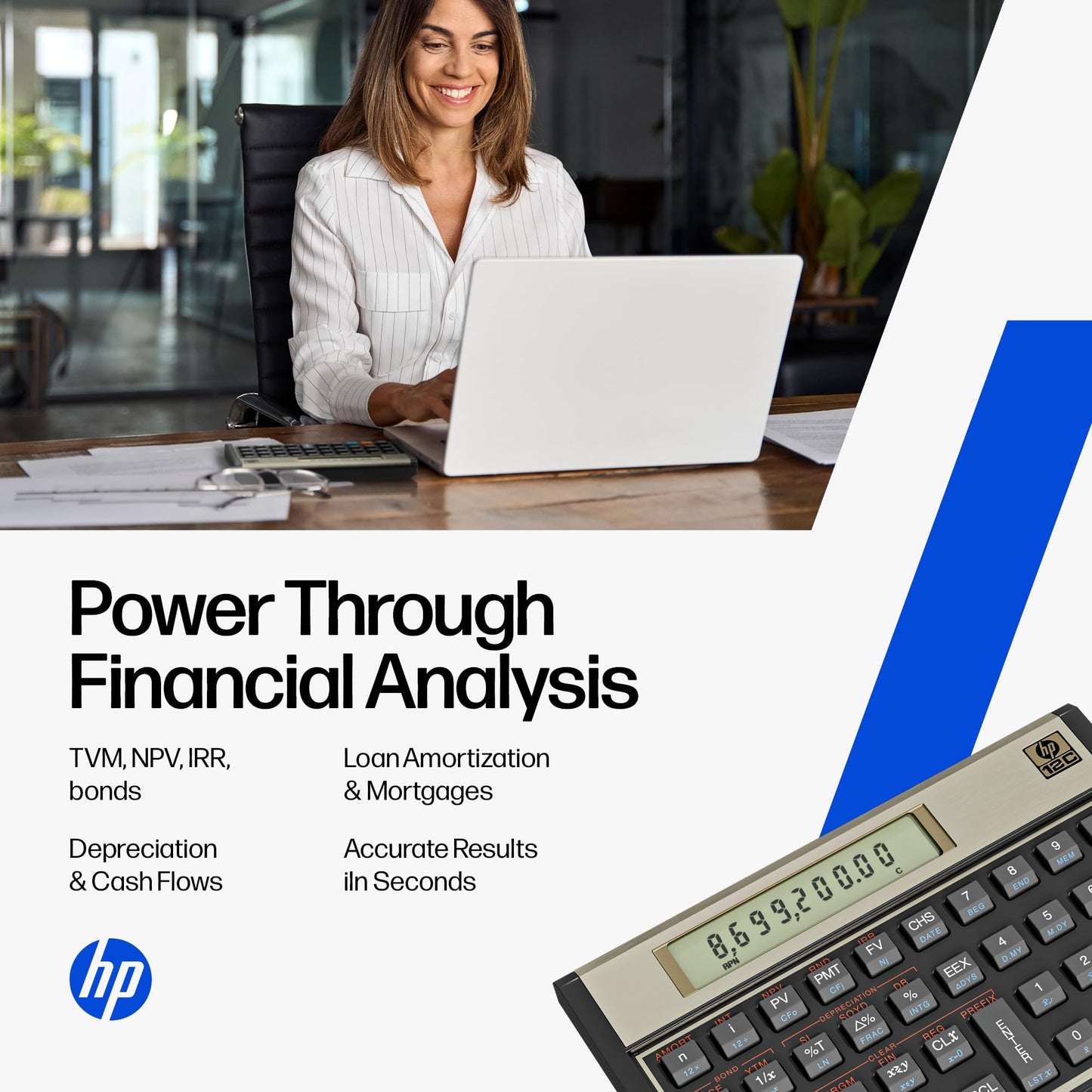 HP 12C Financial Calculator - 120+ Functions: TVM, NPV, IRR, Amortization, Bond Calculations, Programmable Keys - RPN Desktop Calculator for Finance