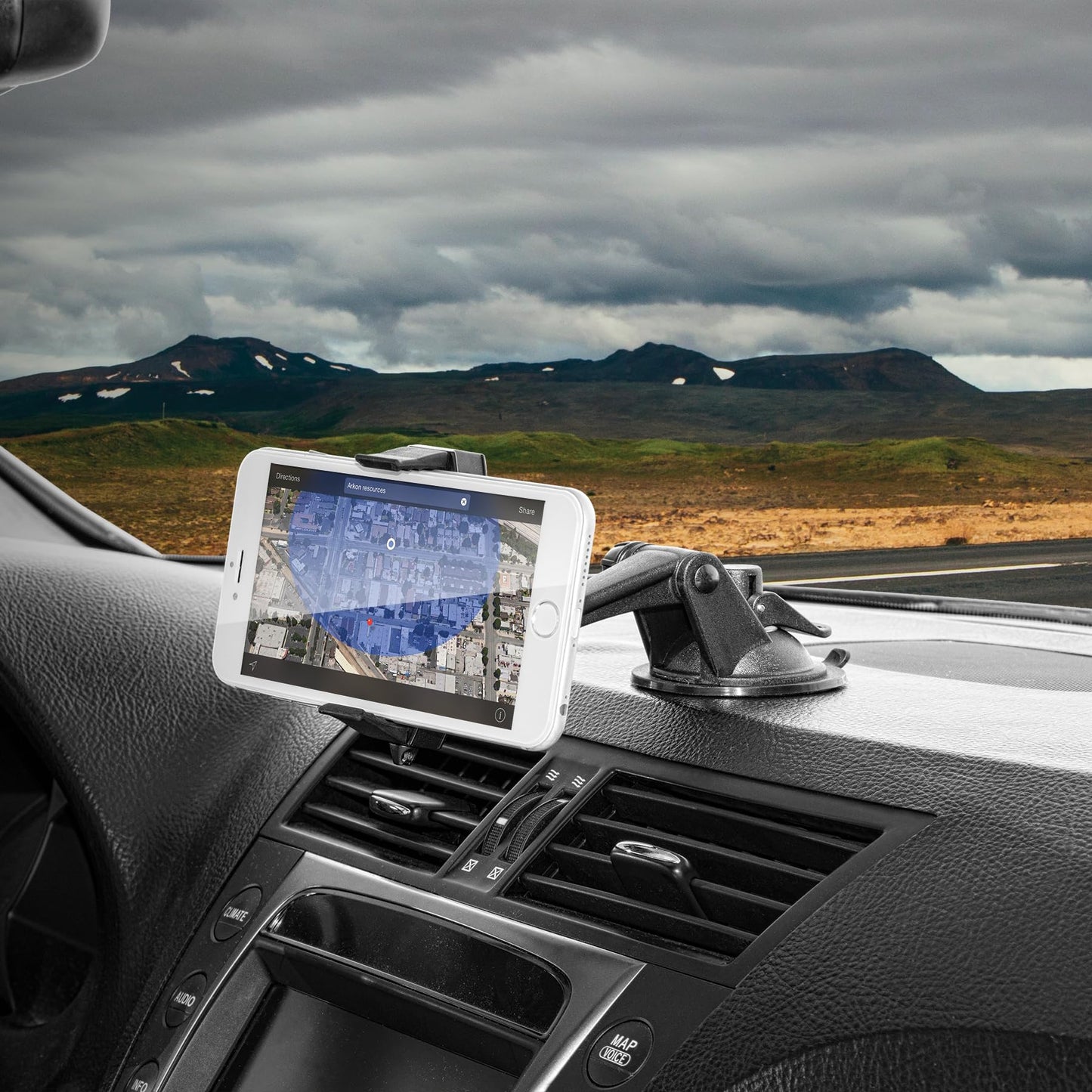 ARKON Mounts Mobile Grip 2 Phone Car Suction Mount | Strong Suction Mount | GPS Ready | 360° Adjustable Viewing | Compatible with iPhone, Samsung