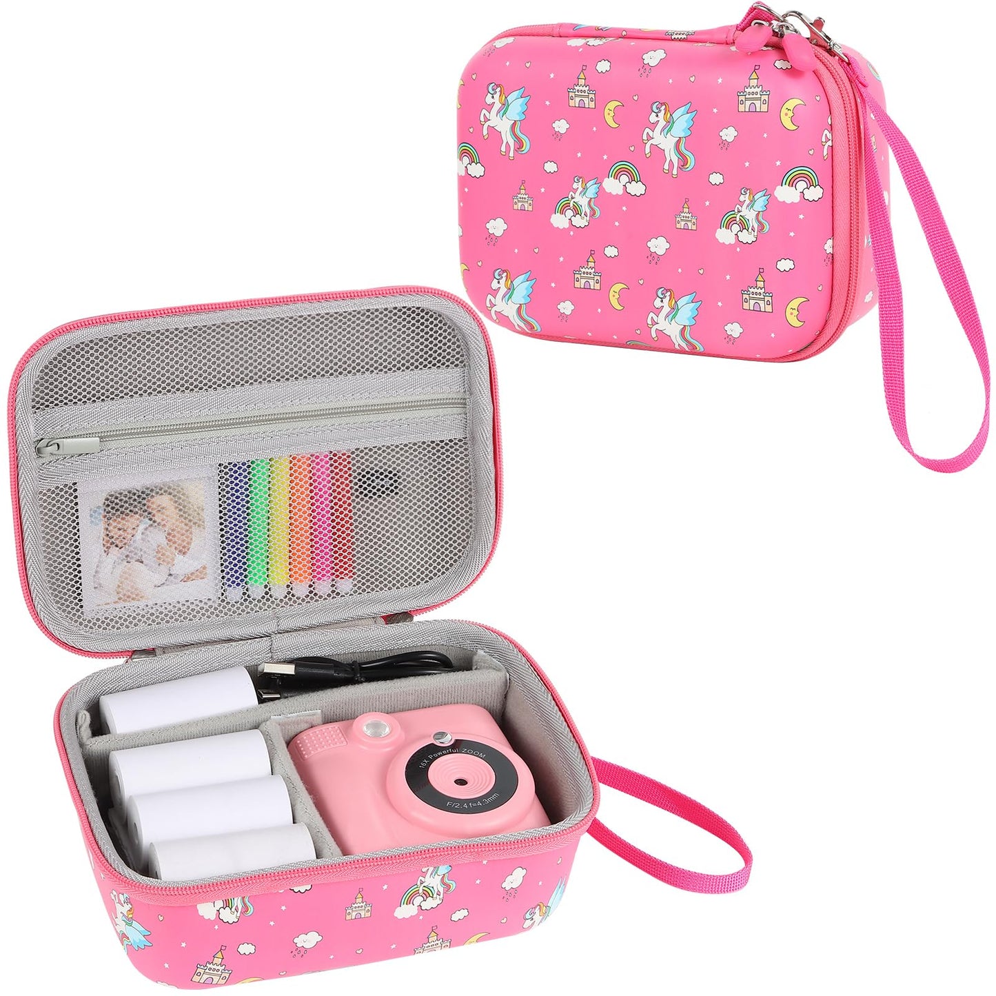 Kids Camera Case Compatible with ESOXOFFORE, for Dylanto, for Cimizi, for DUDUDRAGON for Instant Print Camera and Print Paper, Cute Hard Camera