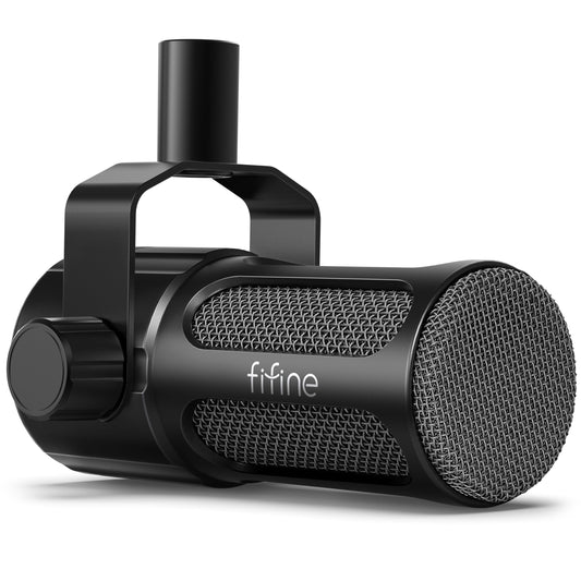 FIFINE XLR Dynamic Microphone, Studio Vocal Mic for Recording, All Metal XLR Podcast Microphone with Mid-Boost, Low-Cut Filter for Voice-Over