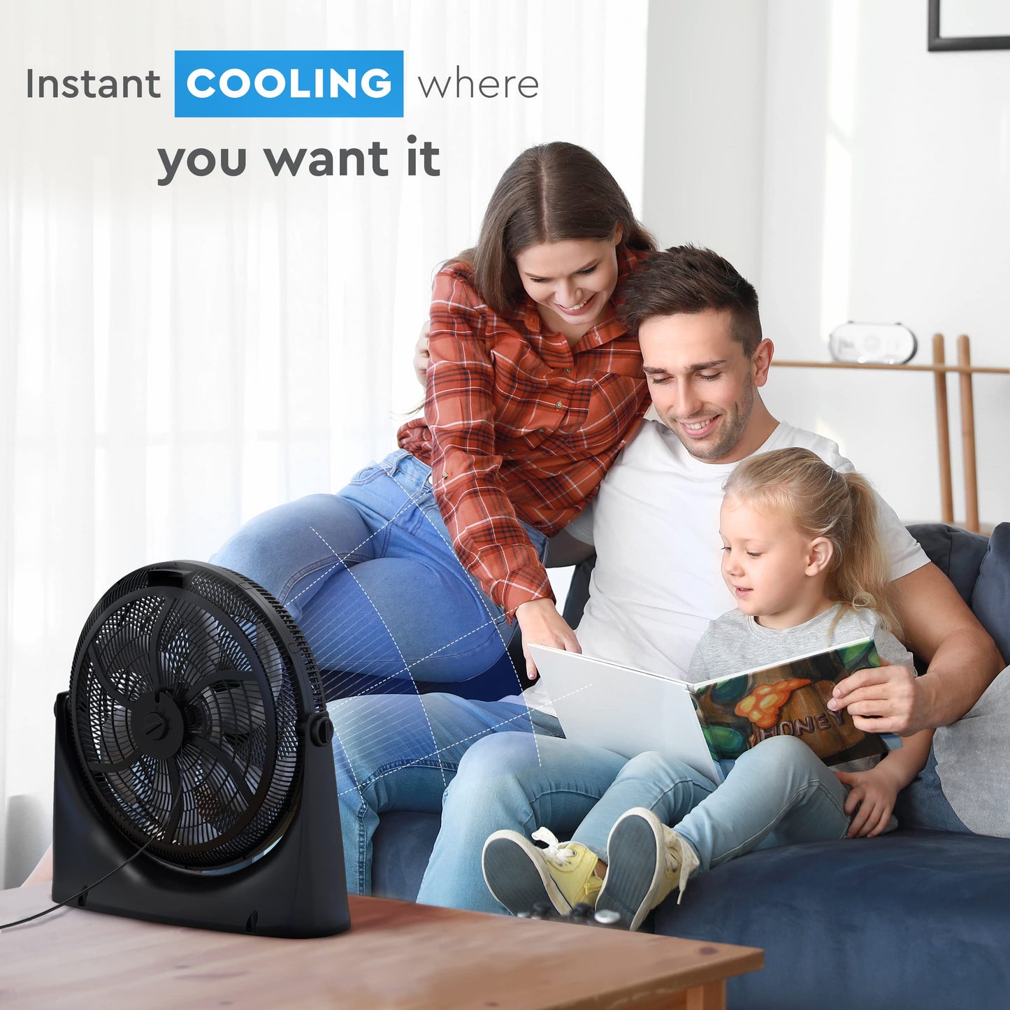 Comfort Zone PowrCurve High Velocity Floor Fan with Wall-Mounting Capabilities, 20 inch, 3 Speed, 180 Degree Adjustable Tilt, Ideal for Home, Bedroom