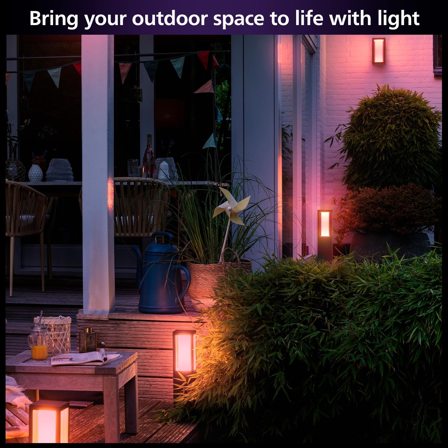 Philips Hue Impress Outdoor Pedestal Light (Low-Volt), (15.7 x 3,9 in) White & Color Light, Voice Control, Bridge Required