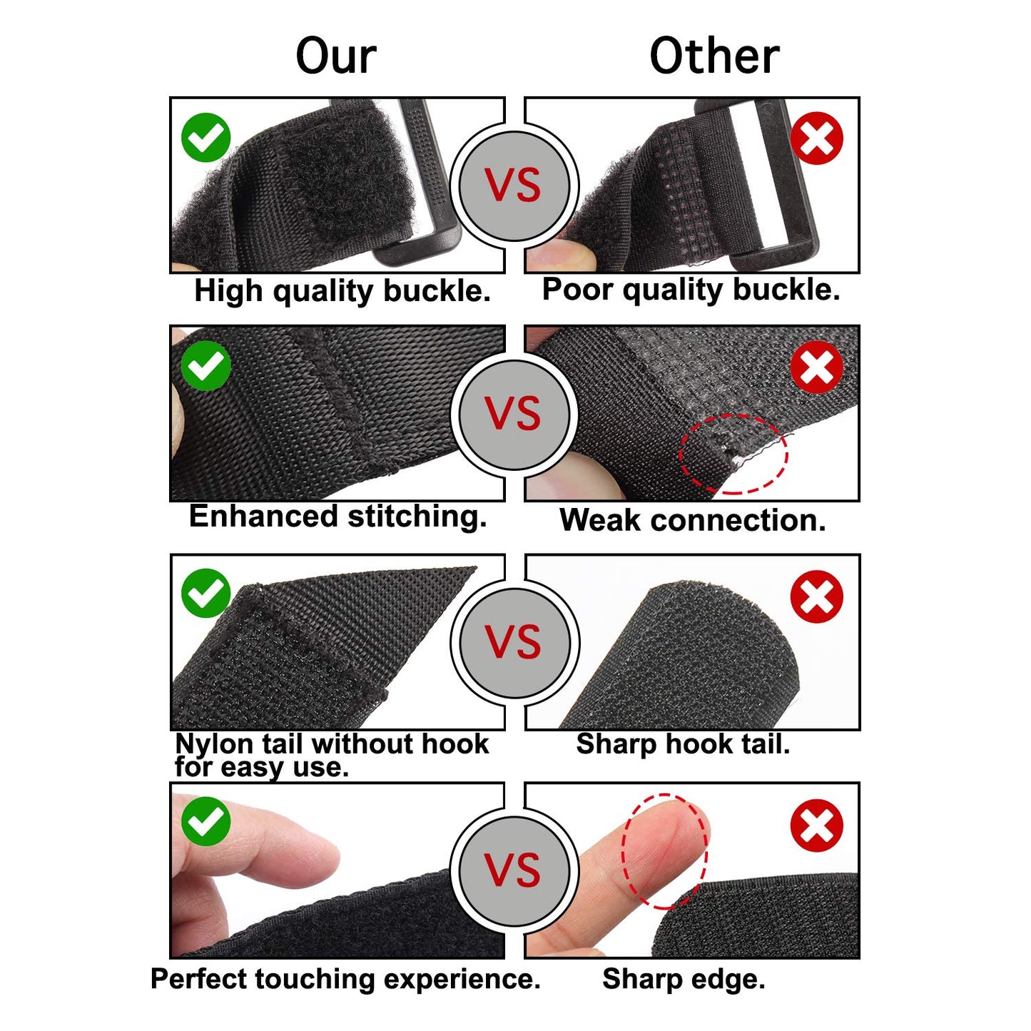 Ayaport Cinch Straps 1" x 12"-8Pack, Sturdy & Reusable Hook and Loop Covered with Nylon Webbing Securing Buckle Straps for All Purpose Cord Wrap