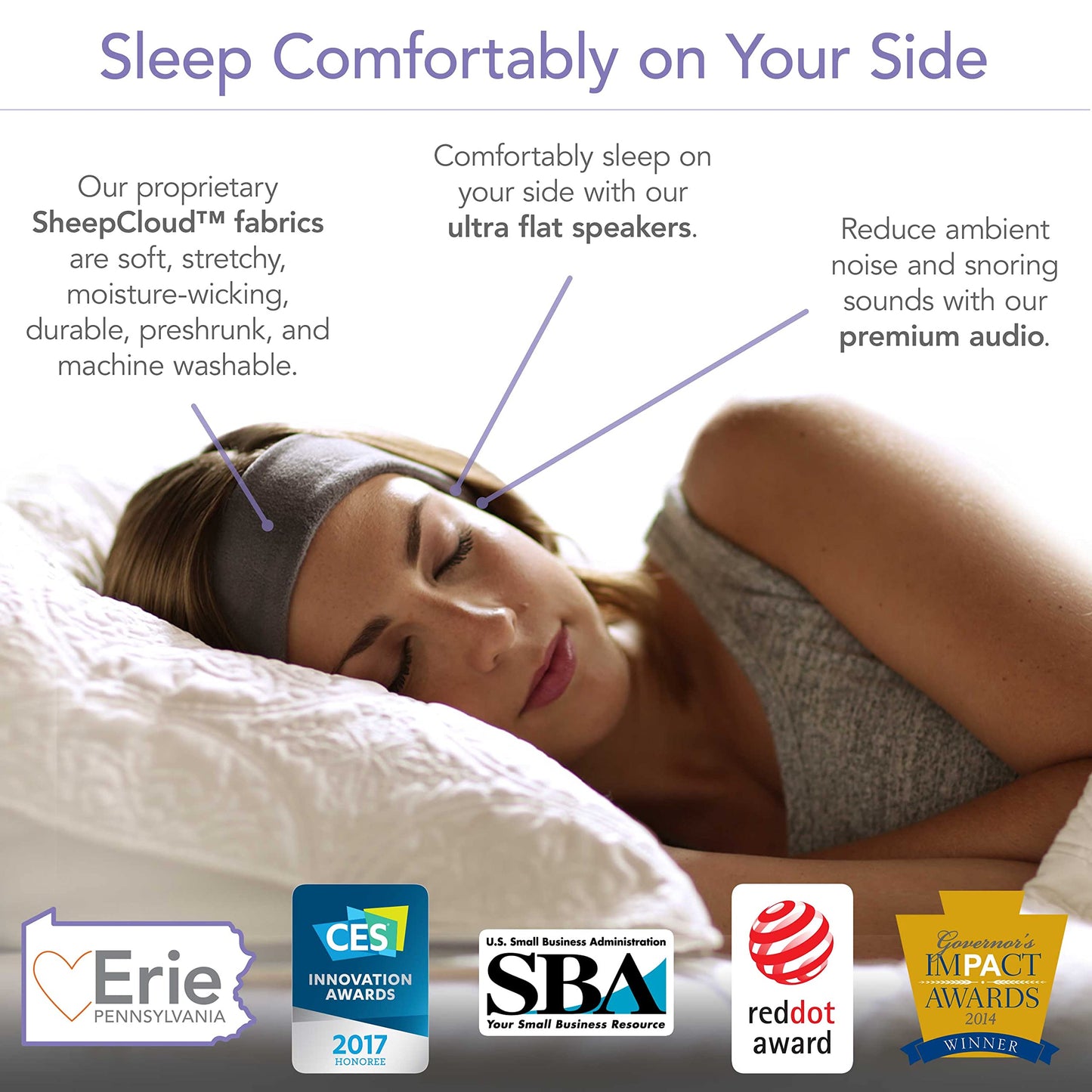 SleepPhones Wireless Sleep Headphones by AcousticSheep V8 | 24-Hour Battery | Original and Most Comfortable Bluetooth Headphones for Sleeping (Large