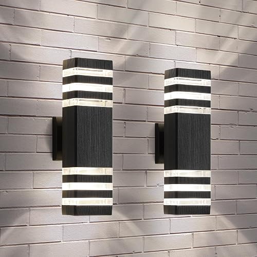 ZSMAIKU 2 Pack LED Up and Down Lights, Outdoor Light Fixture, Exterior Lights for House, GU10 Bulbs 14W IP65 3000K 1200LM Warm White, Square Outdoor
