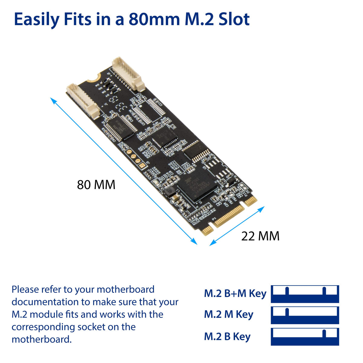 IO CREST 2 Port RS-232 DB9 Serial M.2 B+M Key Controller Card SI-ADA15070