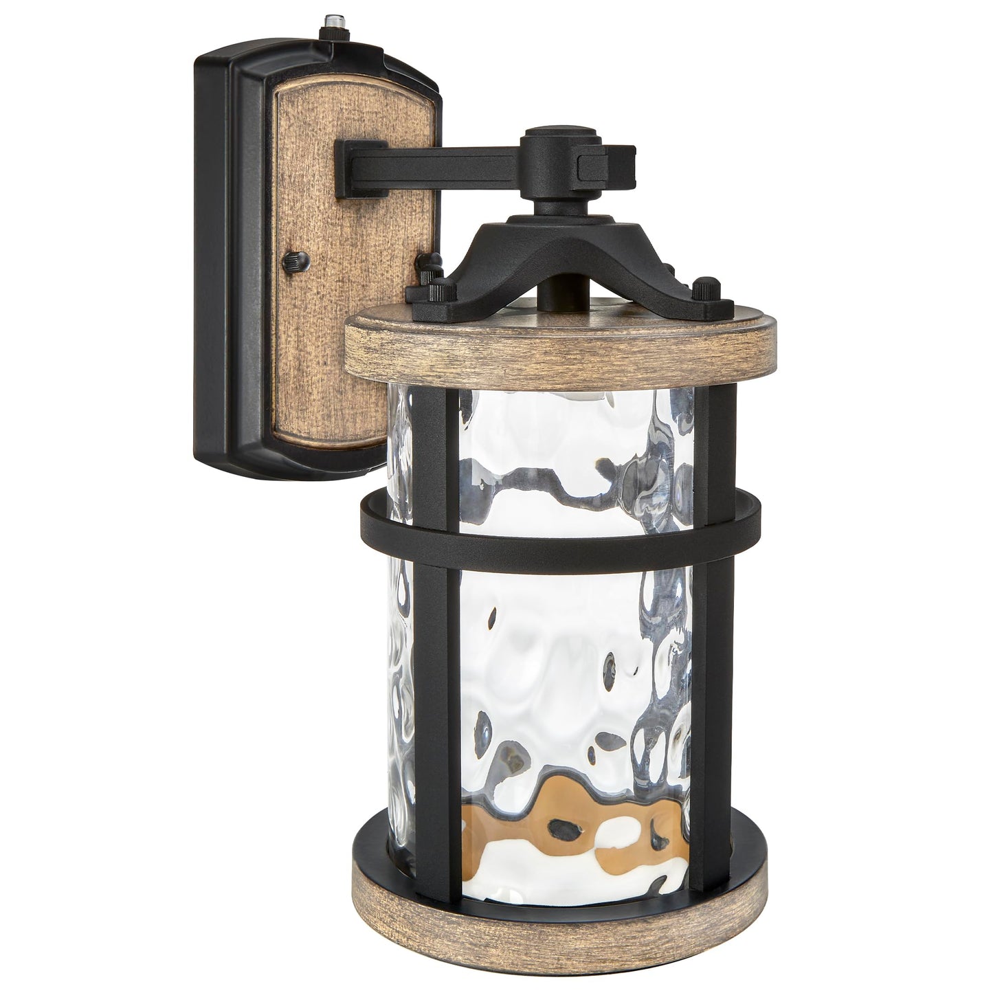 Maxxima LED Outdoor Wall Light, Black w/Wood Grain, Photocell, 800 Lumens