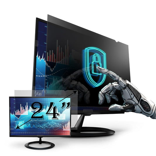 Premium Privacy Screen Filter for 24 Inches Desktop Computer Widescreen Monitor with Aspect Ratio 16:09. Anti Glare and Anti Blue Light Protection