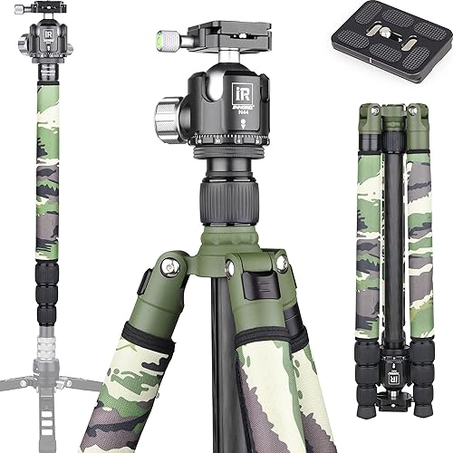 Carbon Fiber Tripod-RT75CG Super Professional Tripod Monopod Heavy Duty Compact Stand Support with 44mm/1.73in Low Gravity Center 360°Panoramic