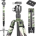 Carbon Fiber Tripod-RT75CG Super Professional Tripod Monopod Heavy Duty Compact Stand Support with 44mm/1.73in Low Gravity Center 360°Panoramic