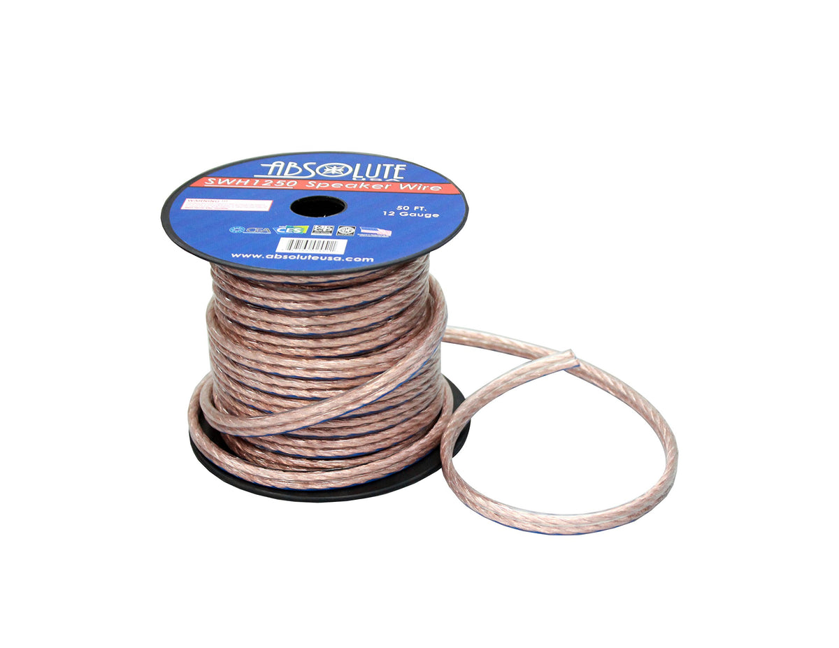 Absolute USA SWH1250 12 Gauge Car Home Audio Speaker Wire Cable Spool 50'
